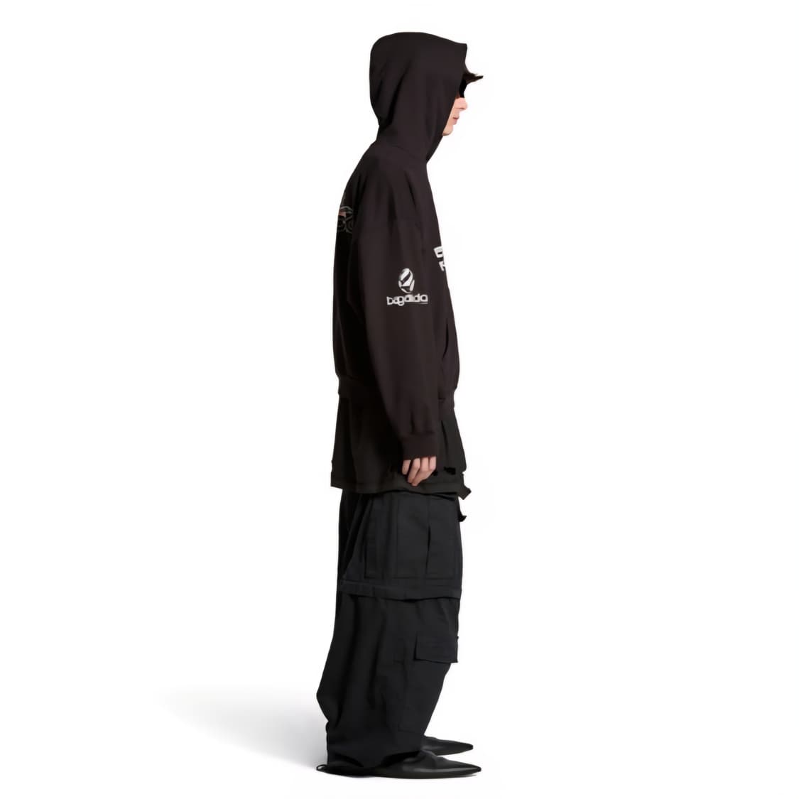 발렌시아가 제네레이트 로고 후드 티셔츠 긴팔 티 블랙 화이트 상품이미지4