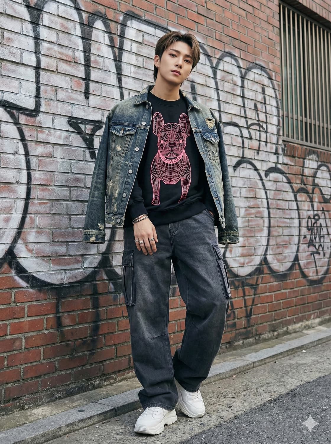 라이프워크 불독 맨투맨 블랙_M 상품이미지1