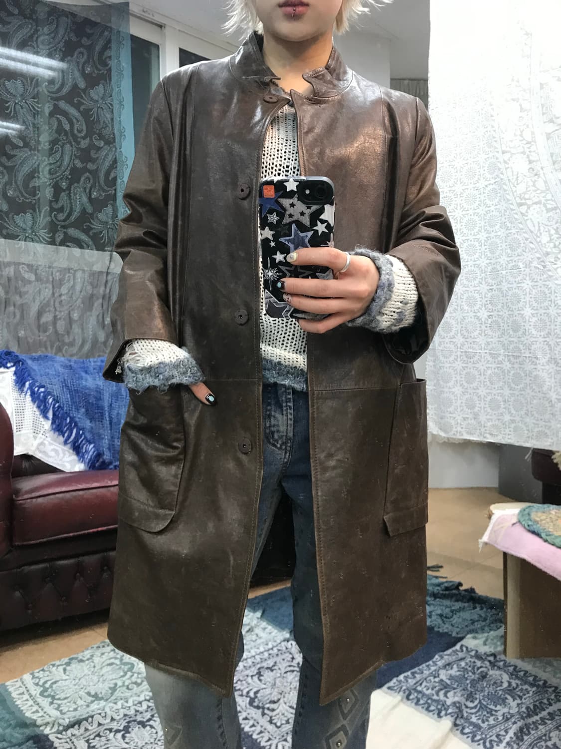 앤틀라인 양가죽 7부 카코트  상품이미지1