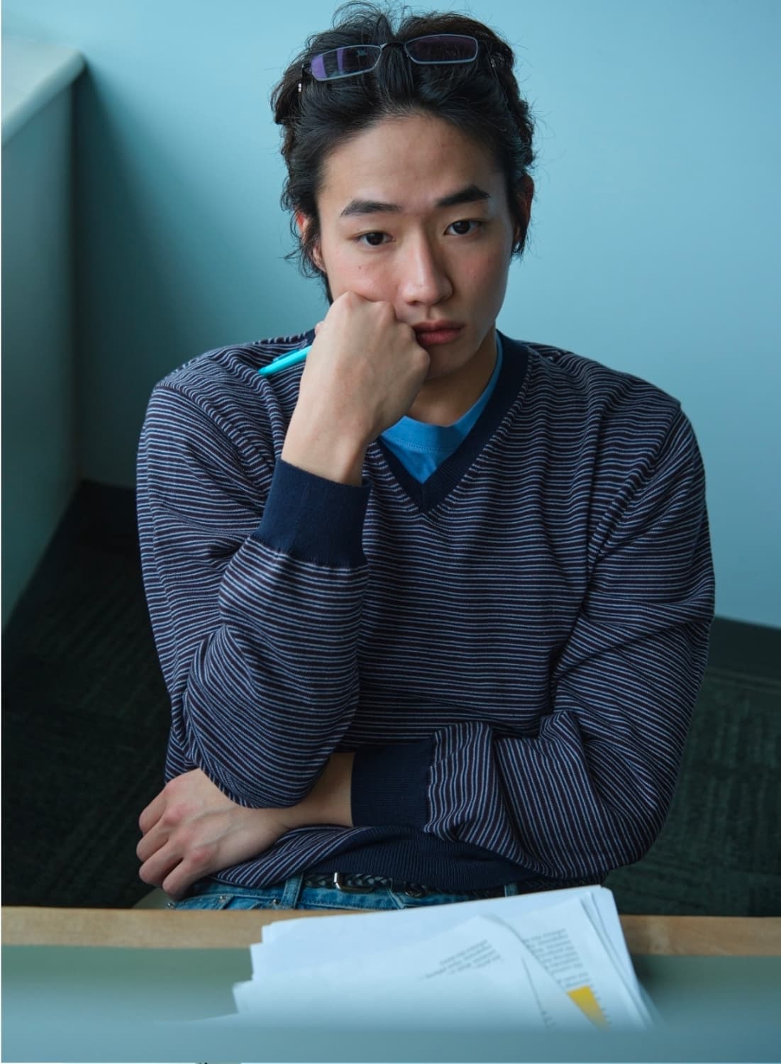 (L)로우클래식 스트라이프 니트 상품이미지1