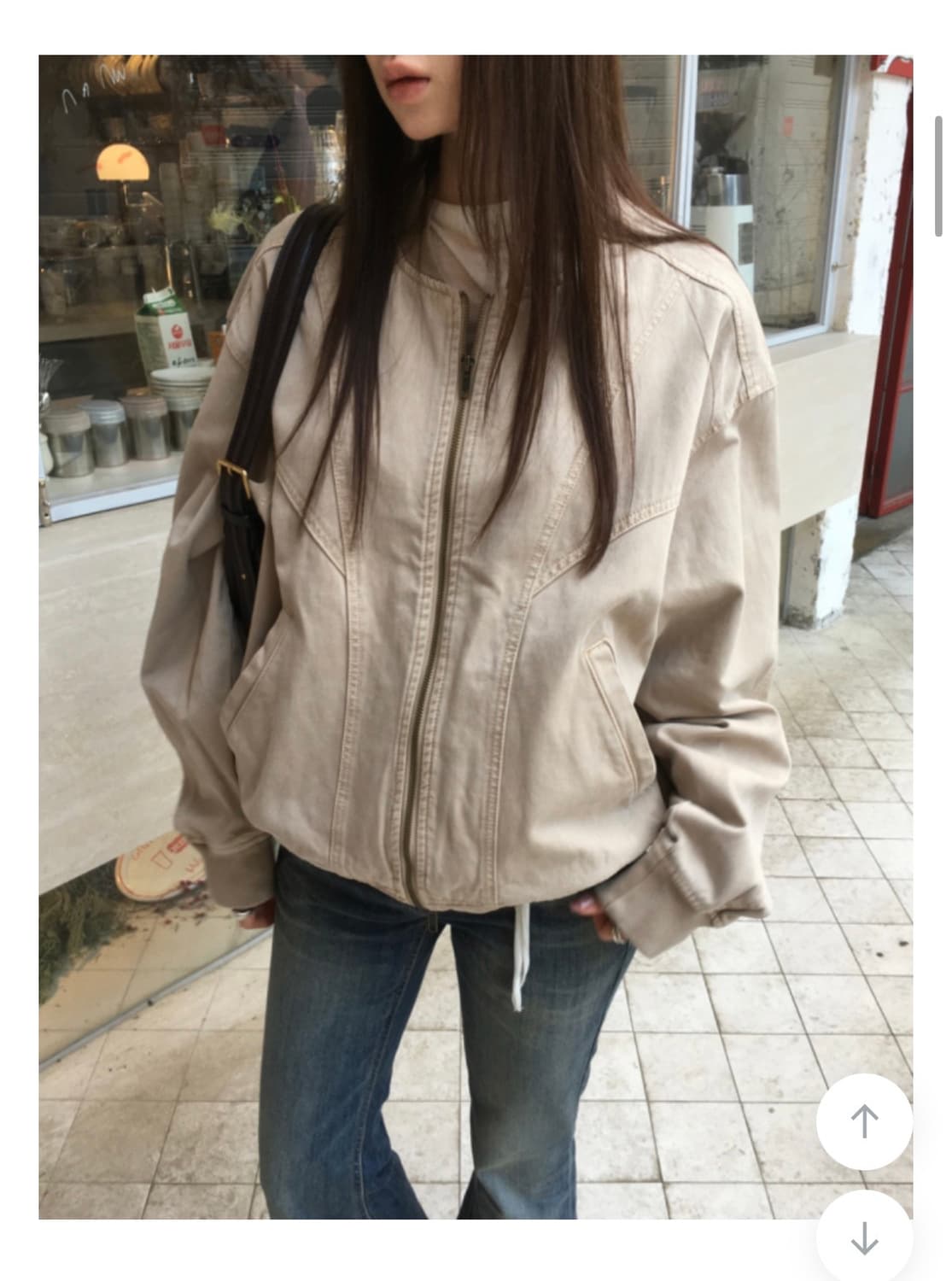 유어제이 바시티 자켓 베이지 상품이미지3