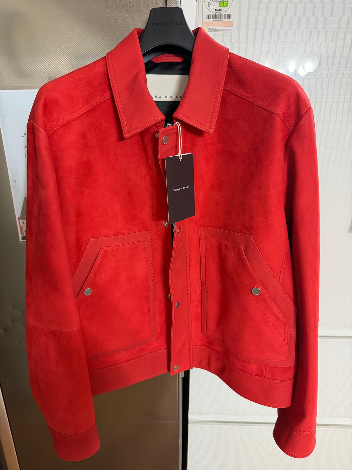 (새상품) 언지미크 스웨이드 자켓 L 레드 상품이미지2