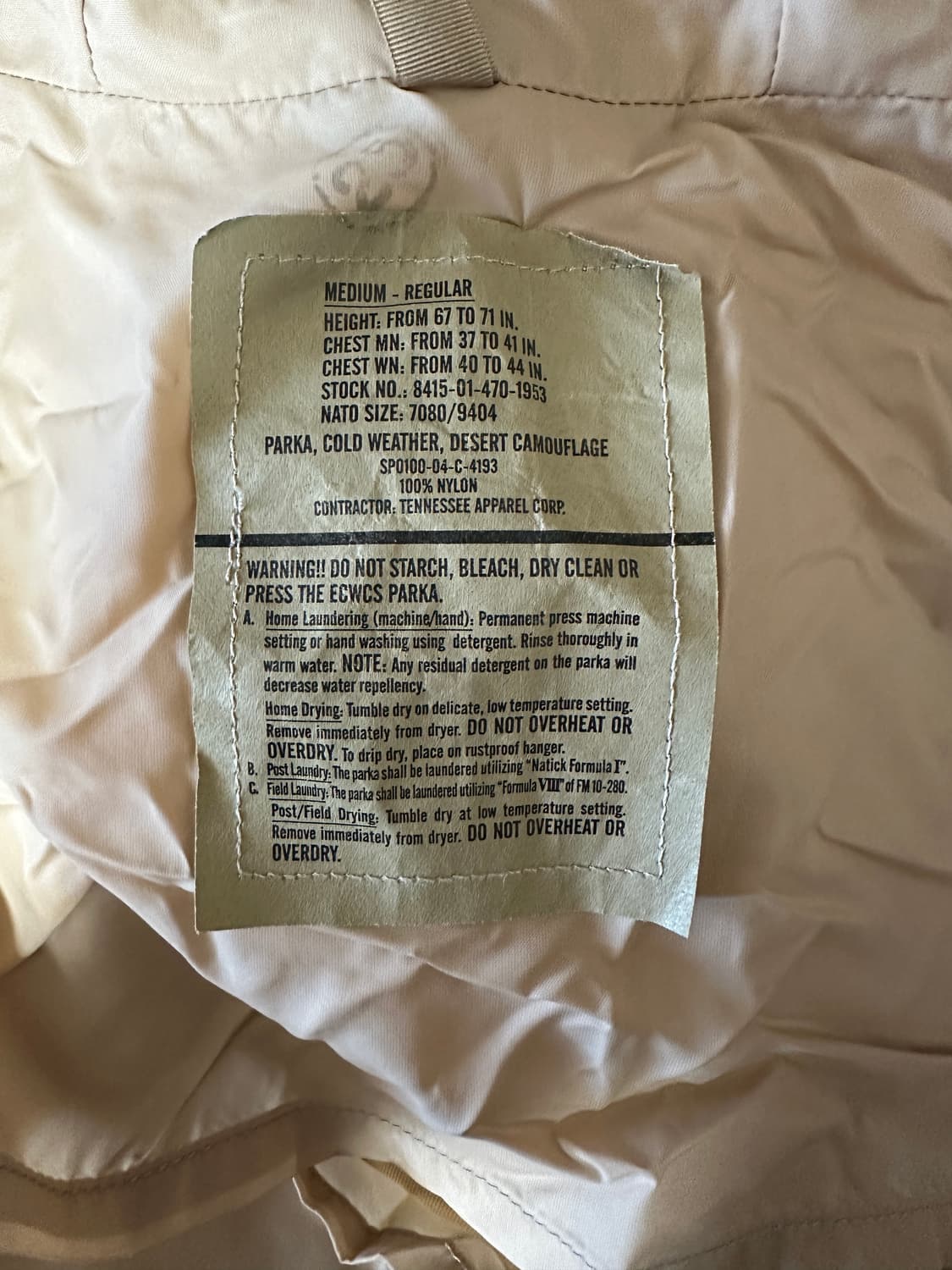 미군 ECWCS 2세대 고어텍스 파카 데저트카모 M-R 상품이미지3