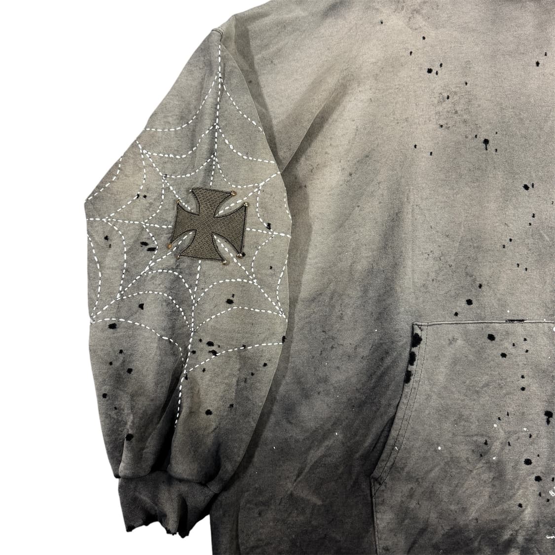 빈티지 페이드 스파이더웹 사시코 후드 Sashiko Hoodie 상품이미지6