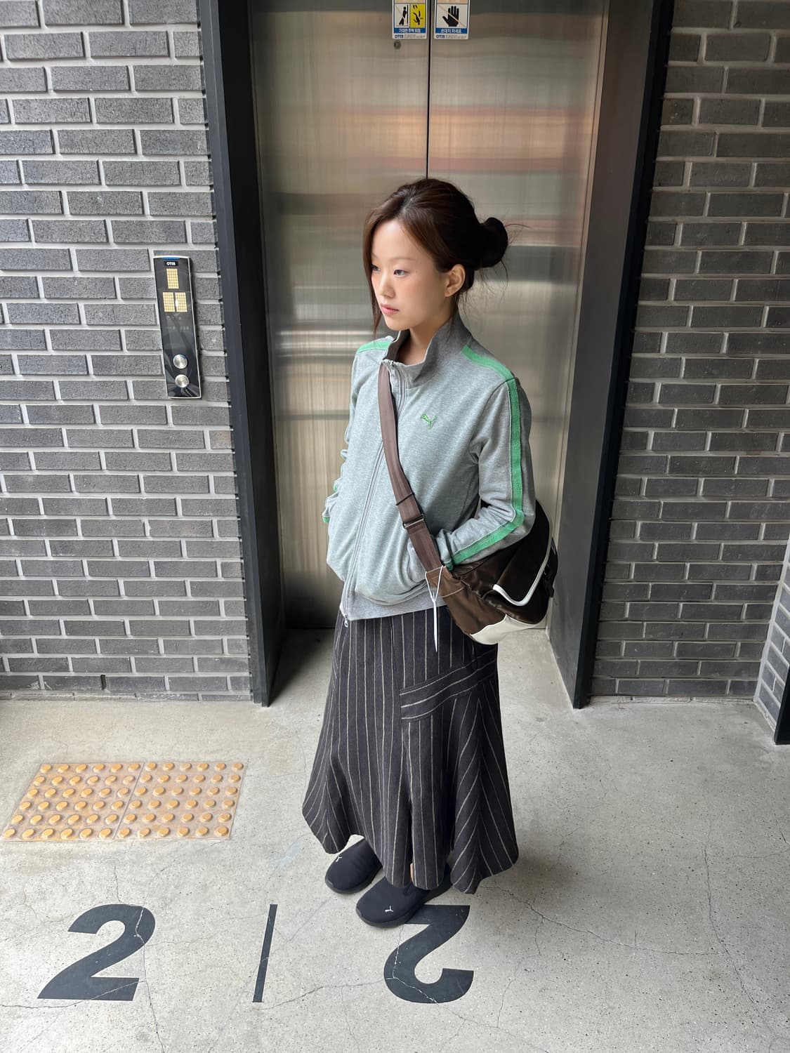 io comme io 절개 스트라이프 스커트 상품이미지2