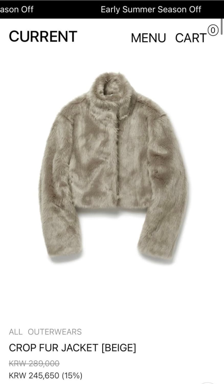 커렌트 크롭 퍼 자켓 상품이미지1