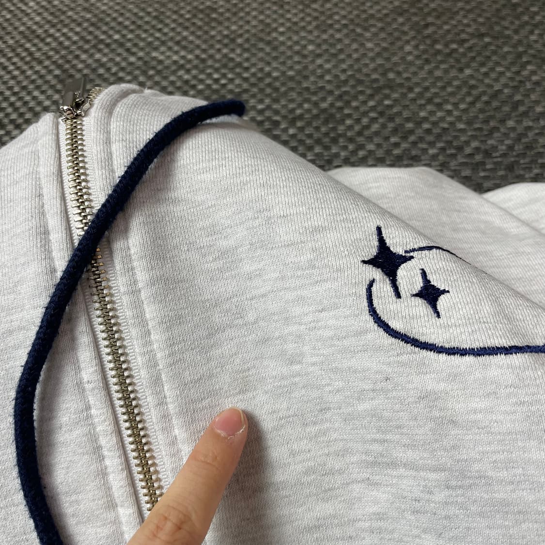 크로스 그레이 네이비 투톤 트랙탑 후드 집업 1 상품이미지5