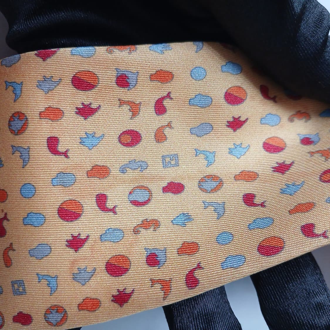 펜디 옐로우 어류 모티브 자카드 넥타이 9cm B등급 E924 상품이미지7