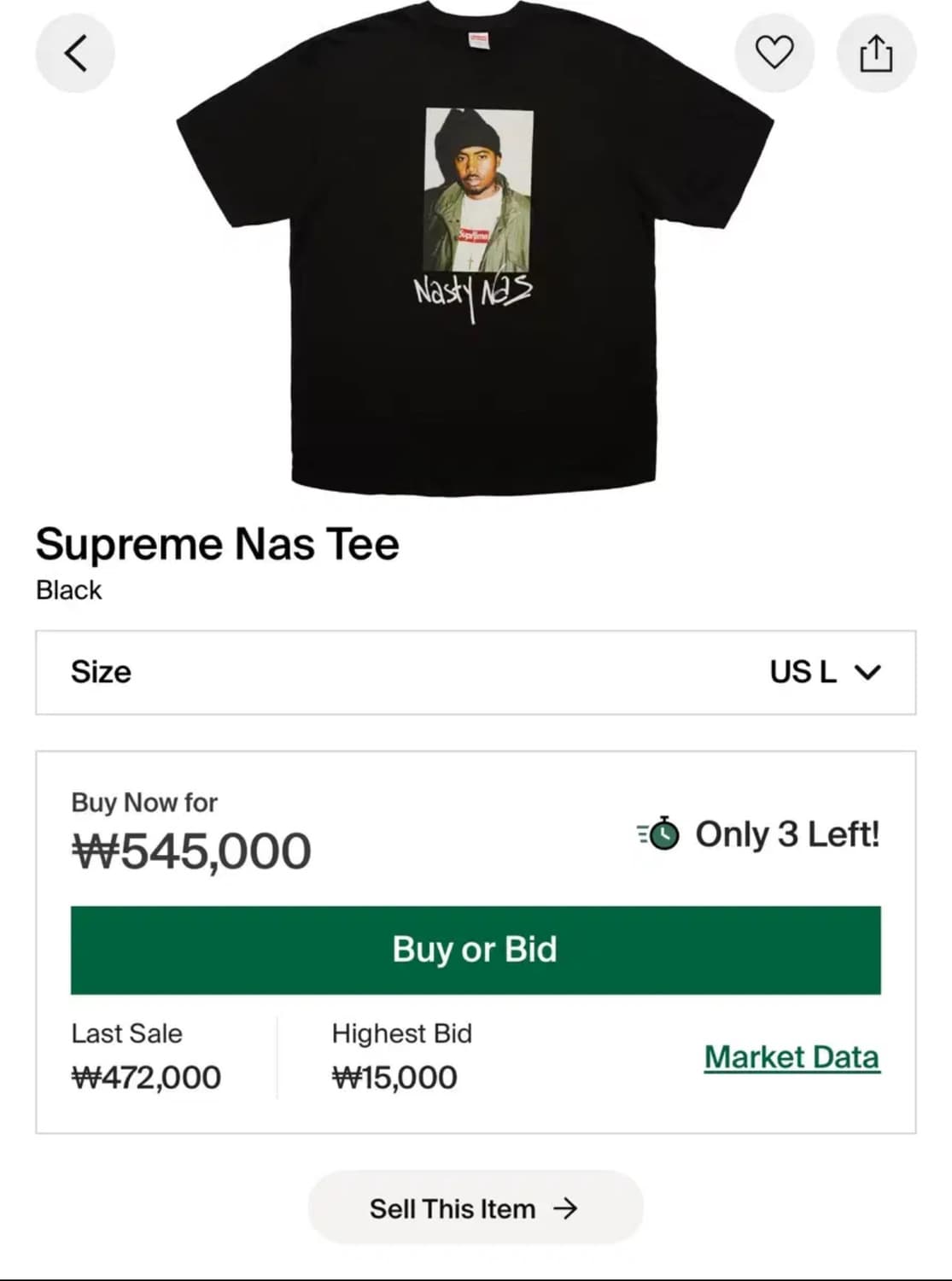 슈프림 나스 포토티 블랙 L 상품이미지2