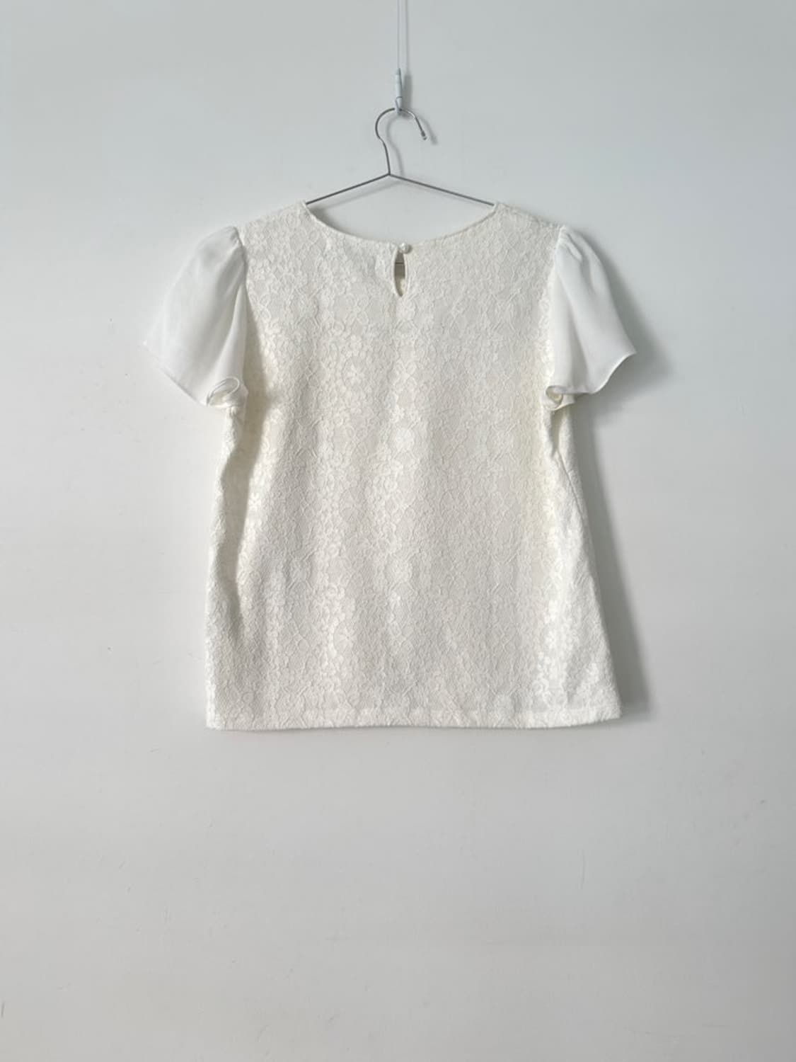 Embroidery mesh half blouse / white 상품이미지3