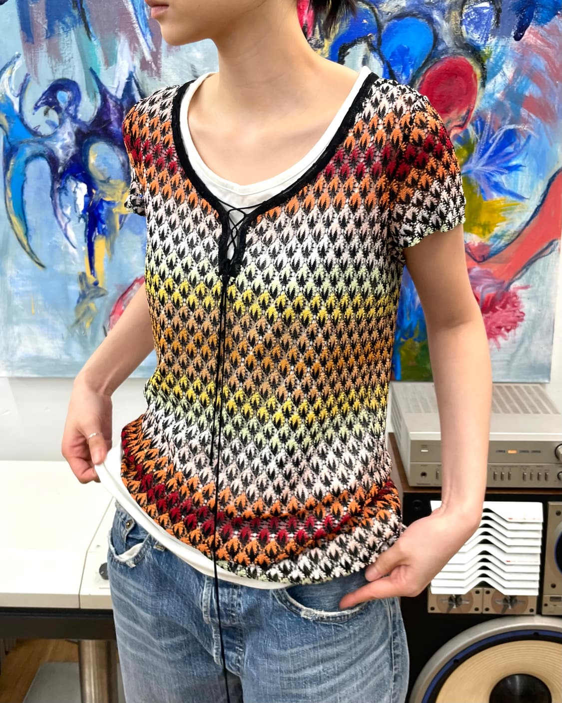 Missoni 미쏘니 레이스업 시스루 티셔츠 상품이미지1