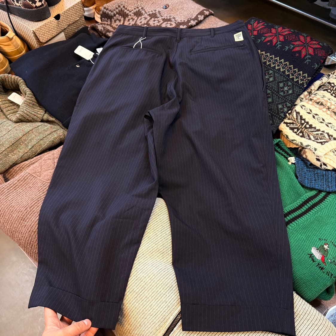 빔즈 SSZ BEAMS SSZ 세로 스트라이프 스트링 카브라 슬랙스 팬츠 상품이미지2
