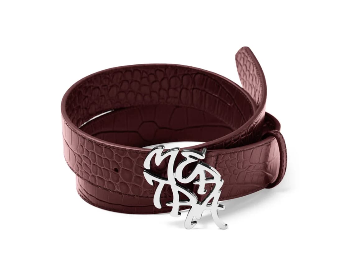 메르트라 악어 가죽 패턴 벨트 와인 상품이미지1