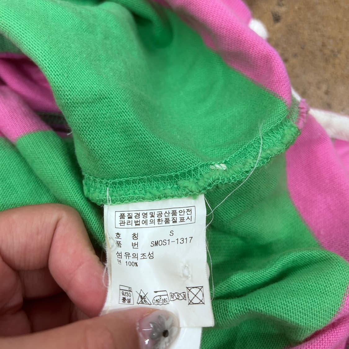 폴로 랄프로렌 분홍 초록 핑크 그린 스트라이프 카라 반팔티셔츠 상품이미지5