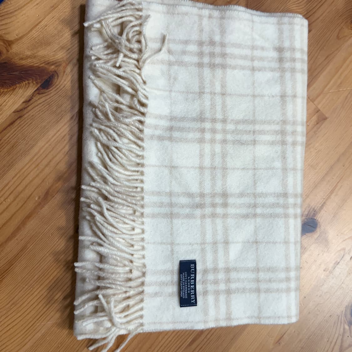 버버리 정품 체크 캐시미어 머플러 목도리 아이보리 베이지 상품이미지6