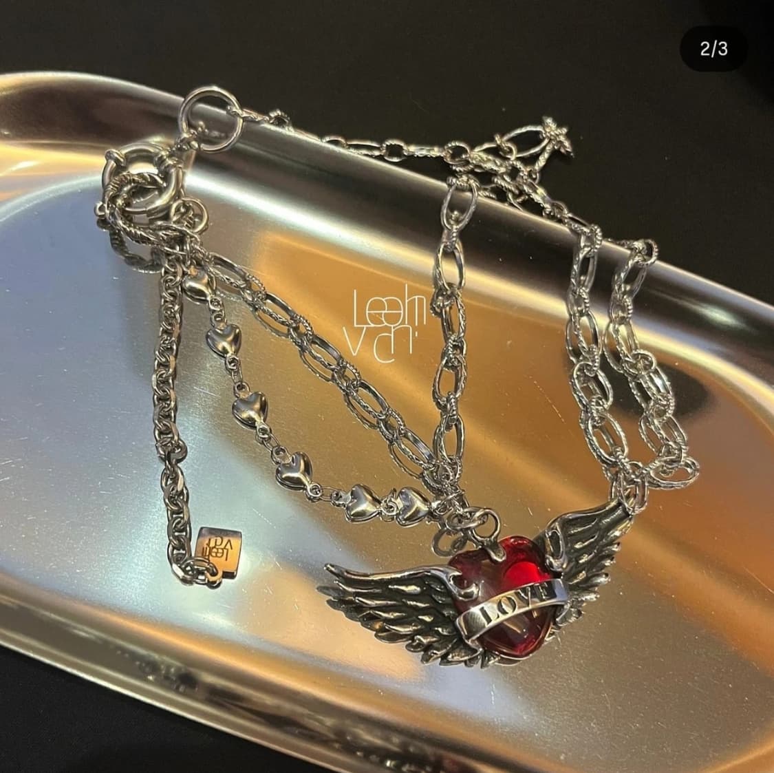 레체빈 하트 날개 서지컬 목걸이 상품이미지3