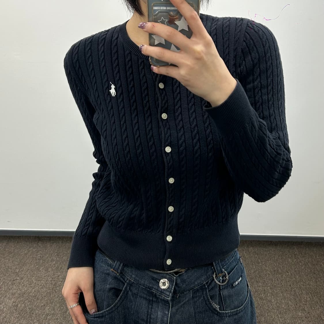 Polo 폴로 화이트포니 네이비 케이블 가디건 상품이미지1