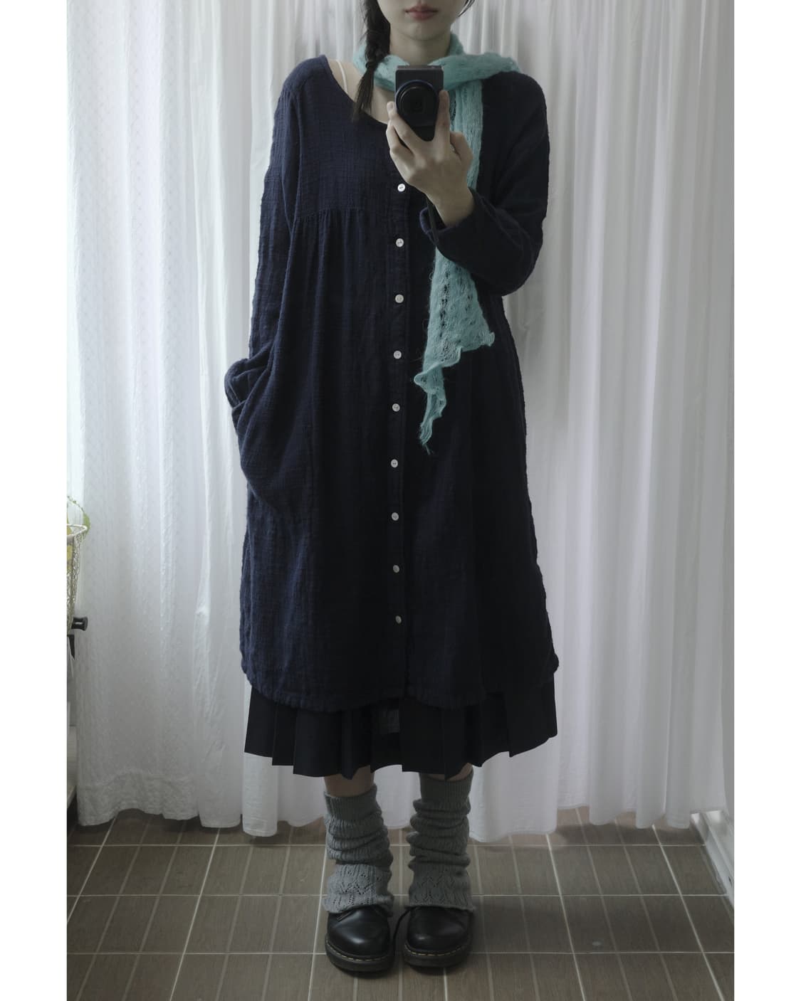 Navy cotton dress 상품이미지3