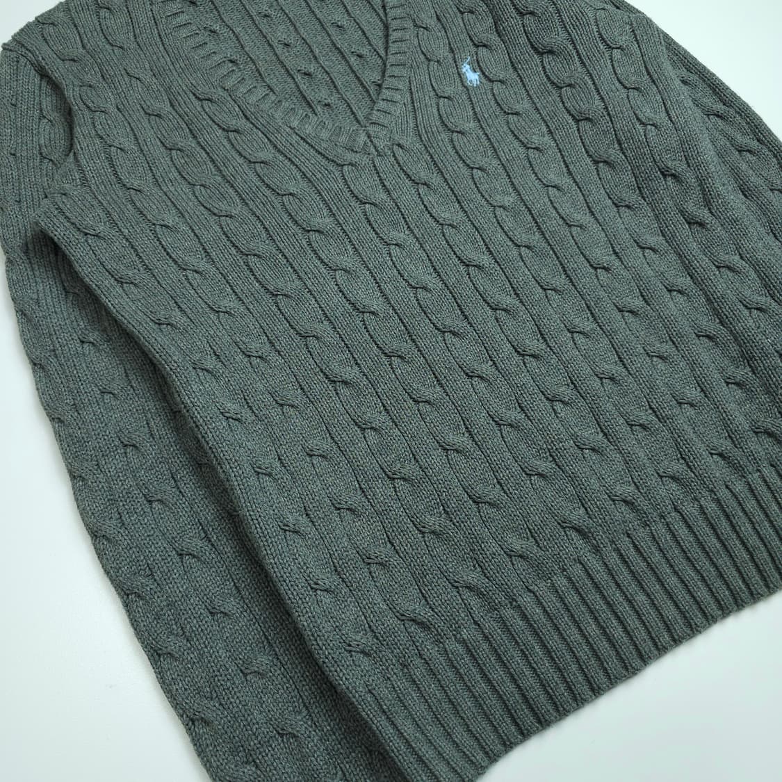 [택포]폴로 케이블 브이넥 니트 M 상품이미지4