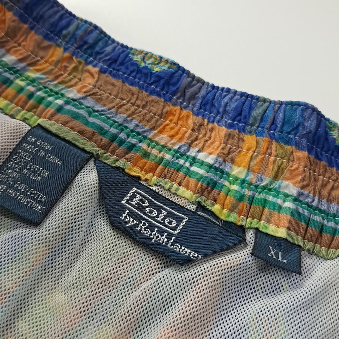 CJ093 XL 폴로 00s 코발트 이카트 마드라스 스윔팬츠 반바지 상품이미지5