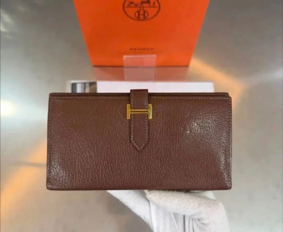 [정품] 에르메스 베안 브라운 골드 H 스위프트 고트스킨 장지갑 상품이미지2