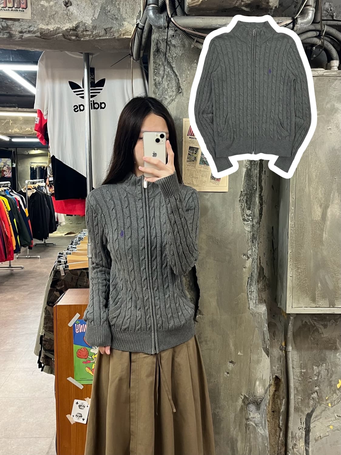 폴로 랄프로렌 니트 집업 그레이 M #csz1367 상품이미지1