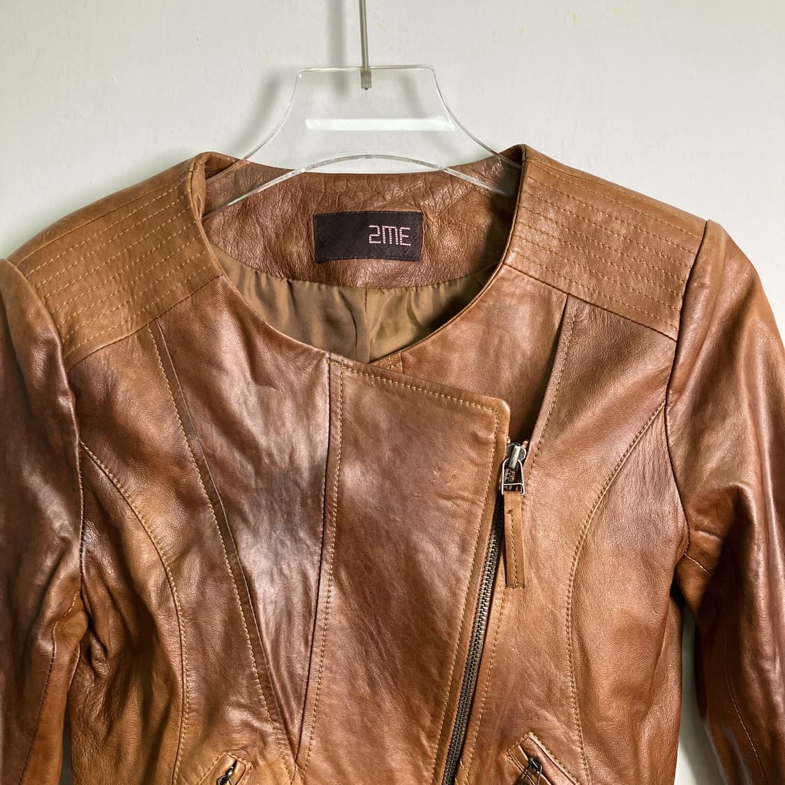 VTG 빈티지 브라운 양가죽 라이더 자켓 상품이미지4