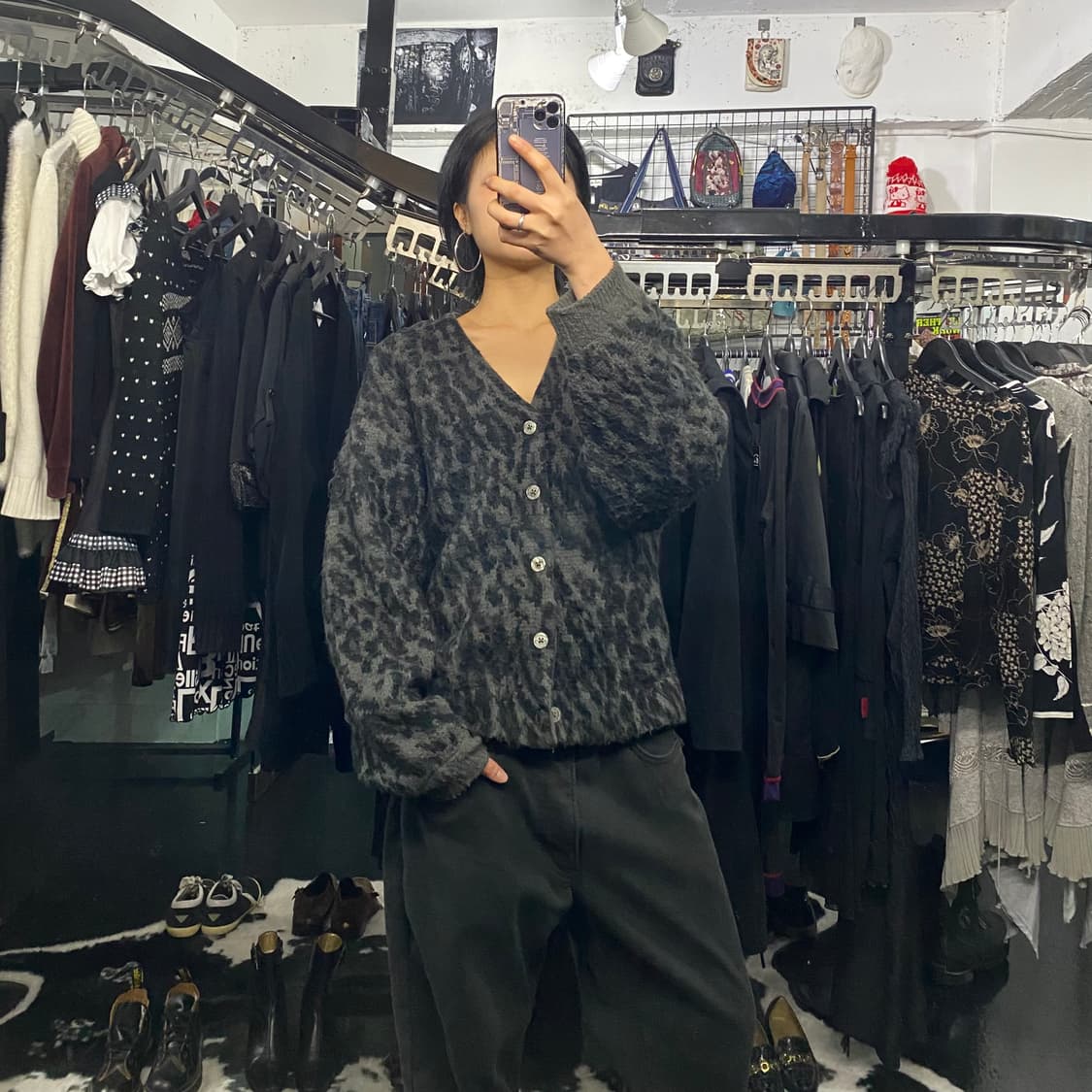 Towncraft 그레이 레오파드 가디건 상품이미지1