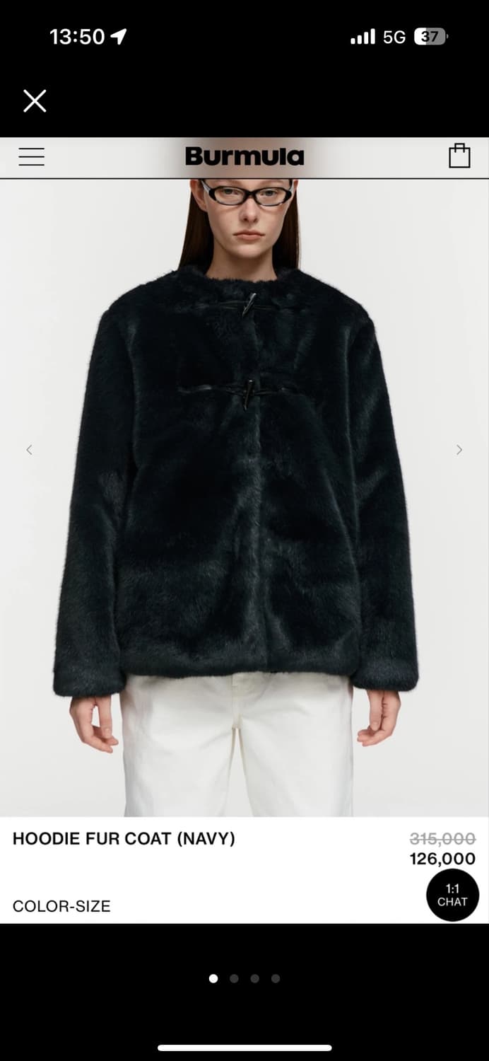 Burmula 버뮬라 후드 퍼 코트 네이비 상품이미지2