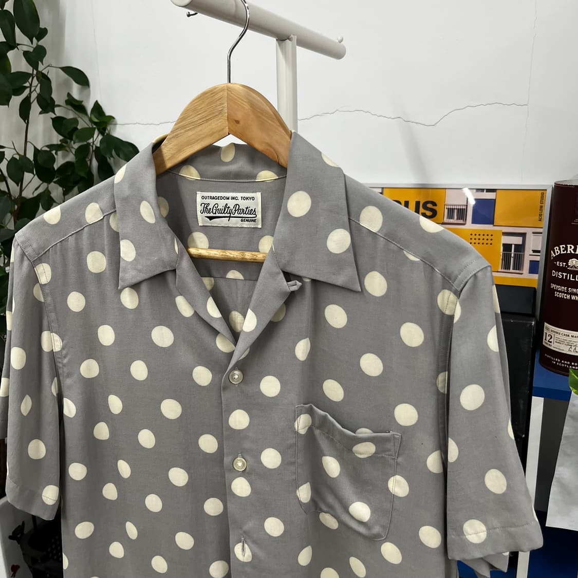 와코마리아 도트 오픈 칼라 셔츠 L 상품이미지2