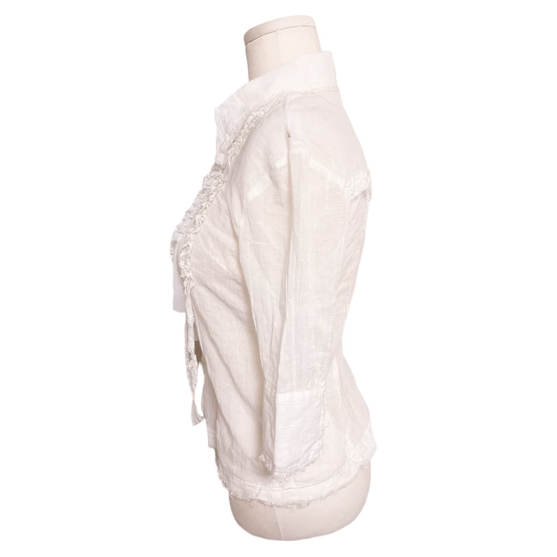 일본 히메갸루 그런지 디테일 핀터깔 생화이트 레이스 포인트 블라우스 셔츠 상품이미지2