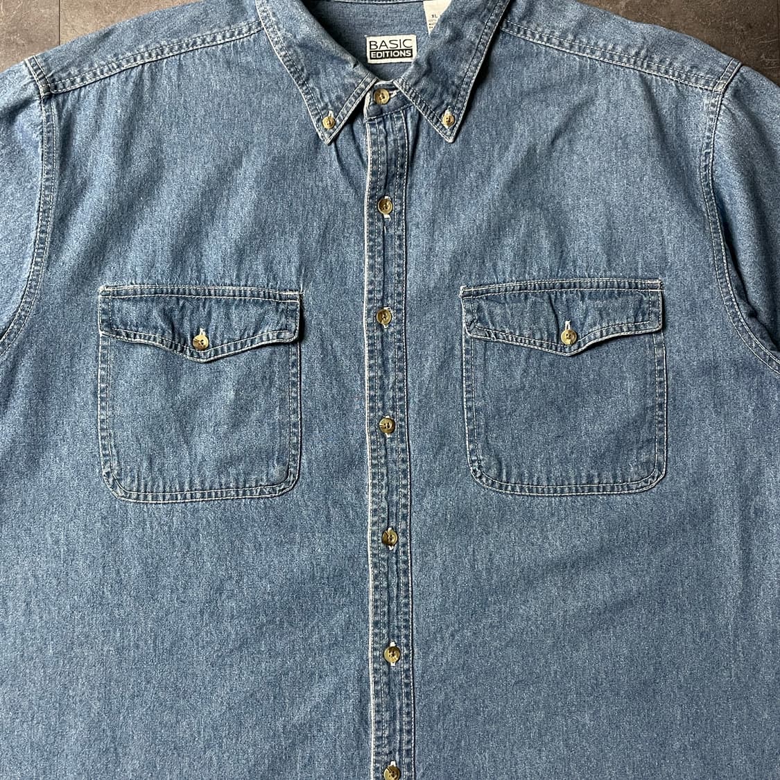 BASIC EDITIONS 빈티지 플랩포켓 코튼 데님 셔츠 A00777 상품이미지3