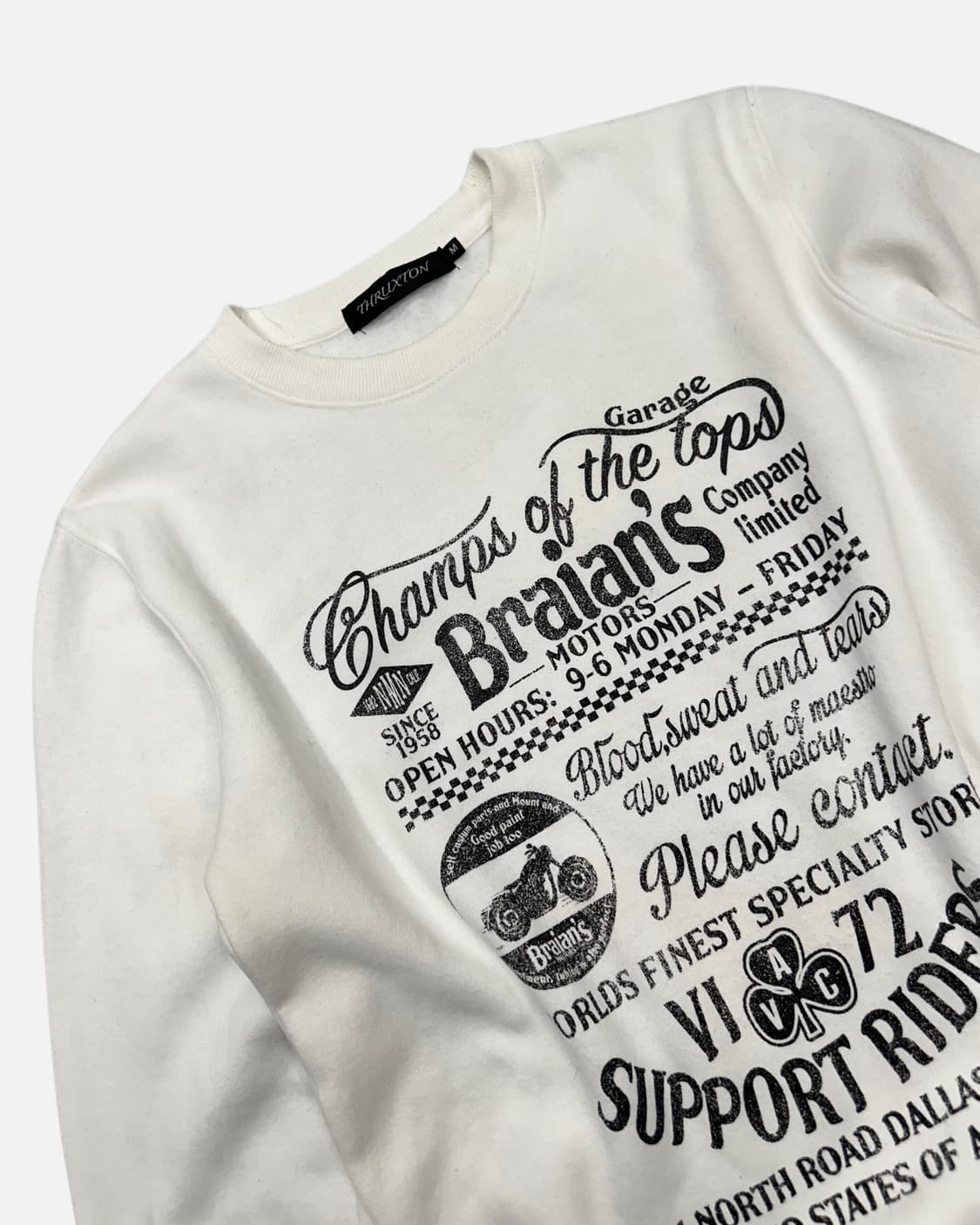 THRUXTON motorcycle white sweat shirt 상품이미지2