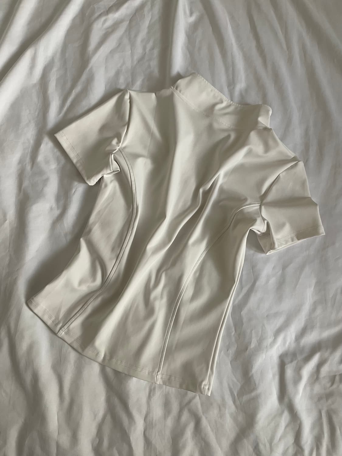 빈티지 딱붙 반팔 집업 화이트 상품이미지2