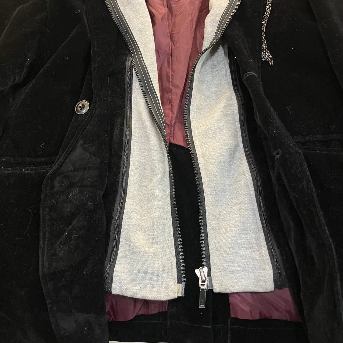 splendid satisfaction 블랙 벨벳 후드 블레이저 L 상품이미지4