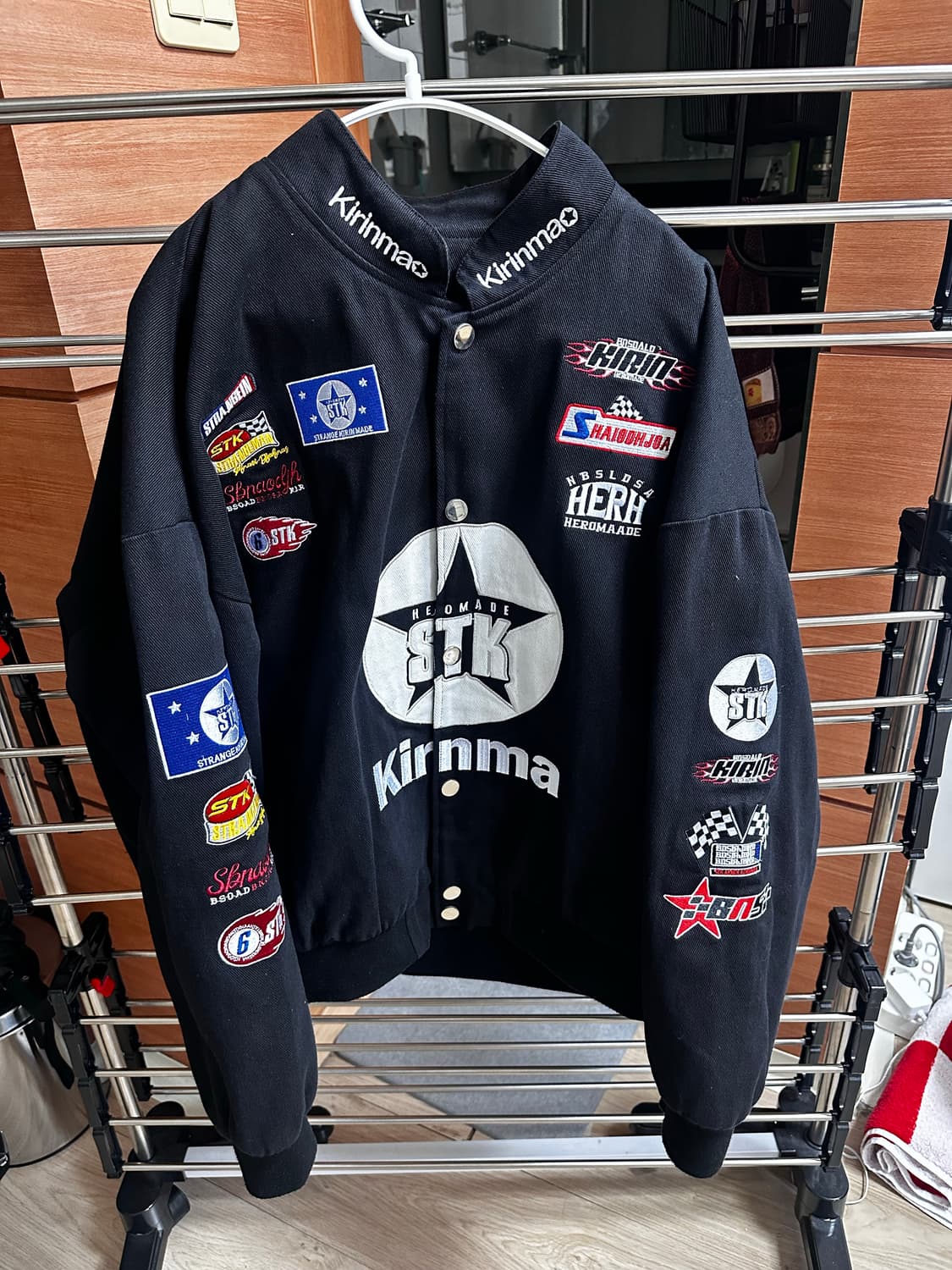 일본 키린마 블랙 패치 레이싱 자켓 상품이미지1