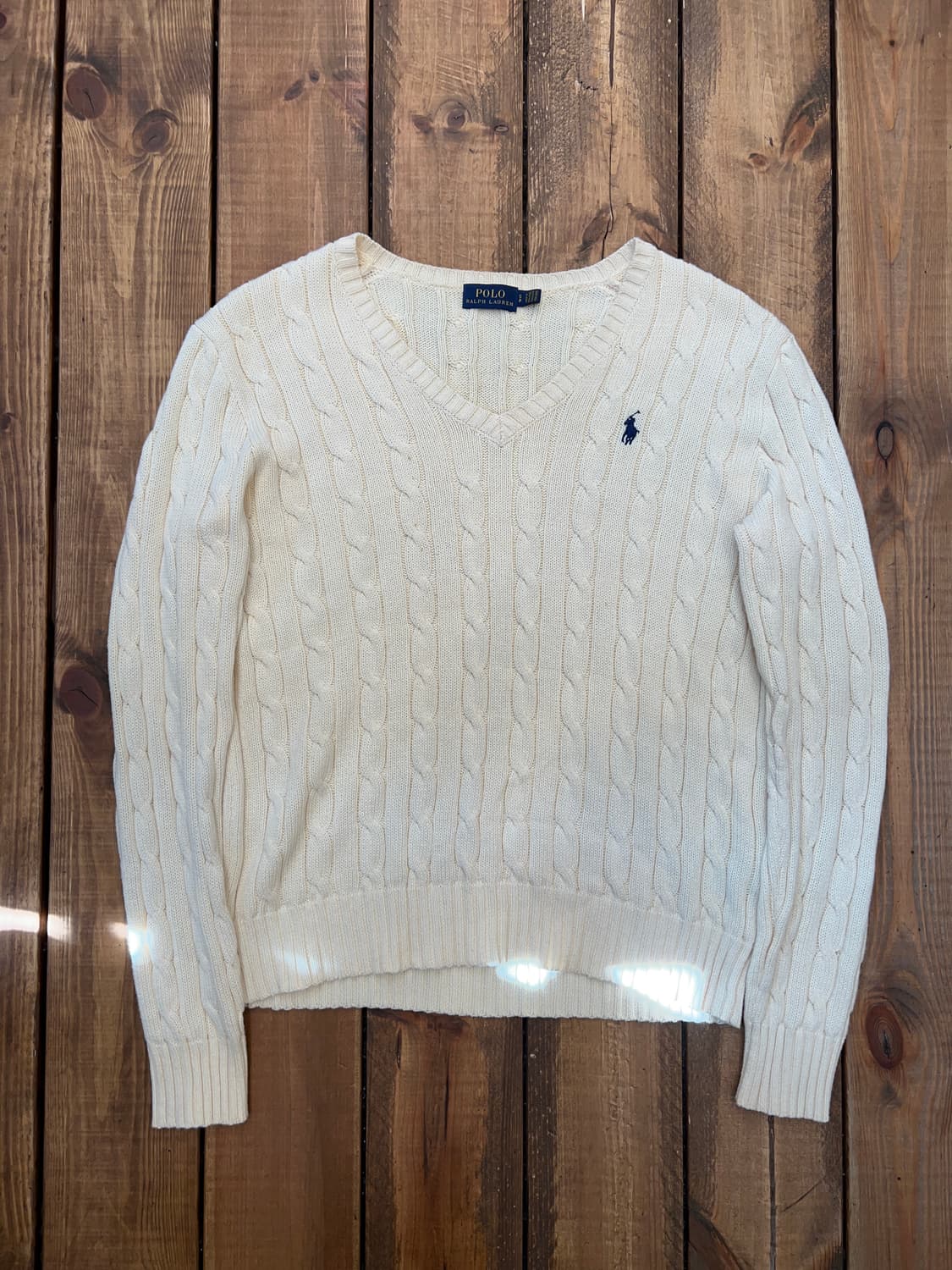 폴로 아이보리 꽈배기 브이넥 니트 상품이미지6