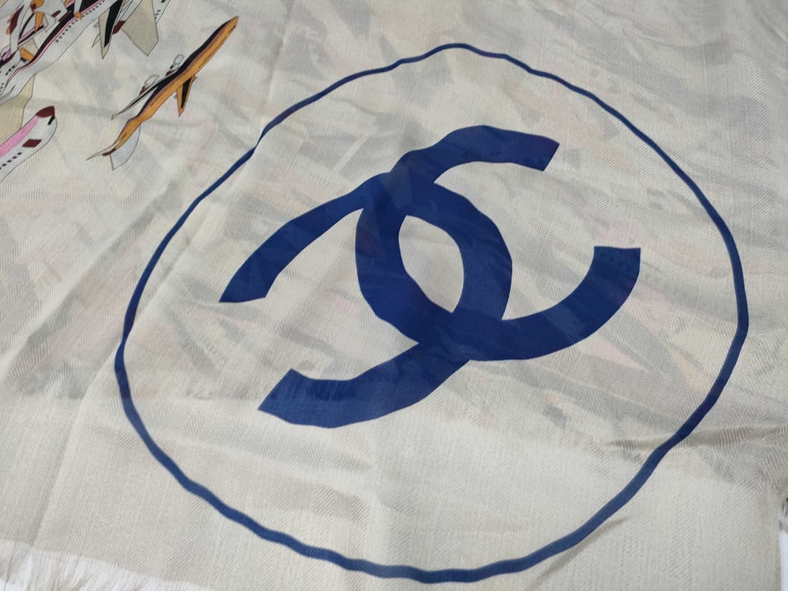 샤넬 빈티지 비행기 패턴 스카프 머플러 상품이미지3