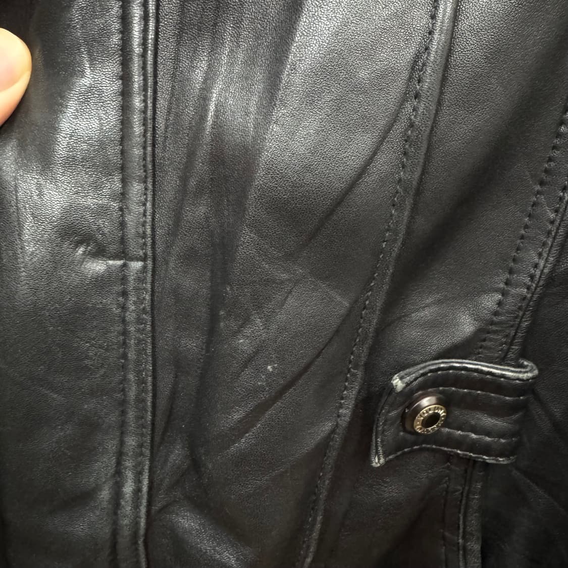 90s JPN VINTAGE 양가죽 레더 블루종 자켓 블랙 상품이미지8