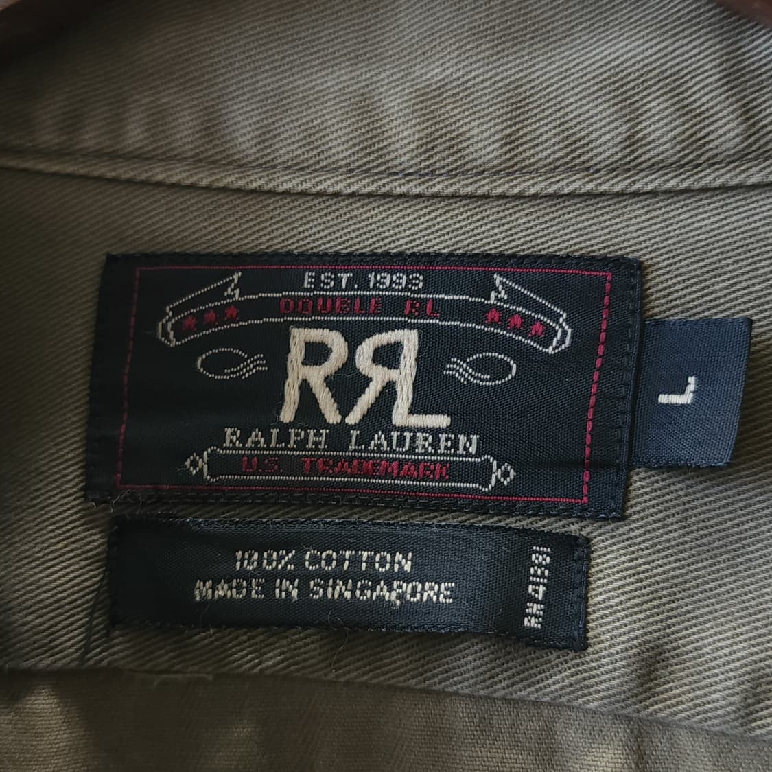 90s 더블알엘 밀리터리 셔츠 헤비코튼 워크셔츠 폴로 L 상품이미지5