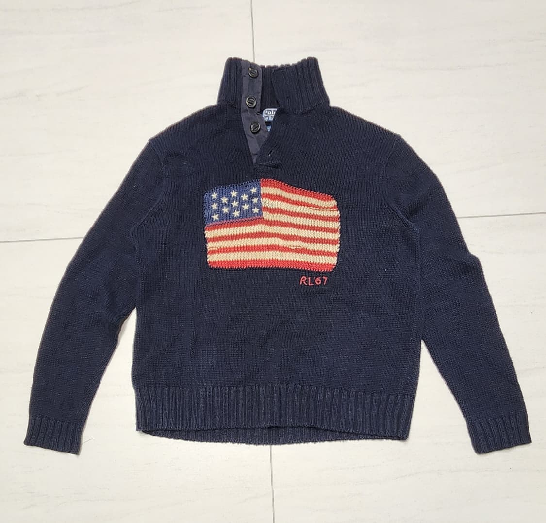 폴로 빈티지 성조기 버튼플라이 니트 상품이미지1