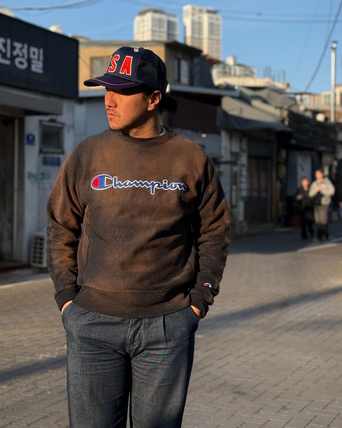 챔피온 리버스위브 페이드 스크립트 크루넥 스웻셔츠 S 상품이미지7