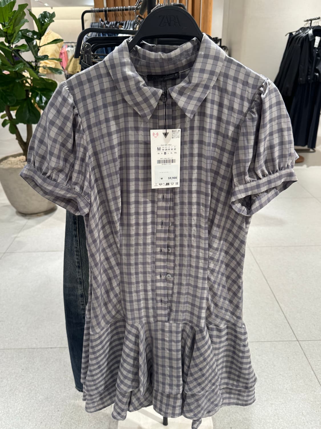 Xs 자라 프릴 체크 원피스 xs 상품이미지3