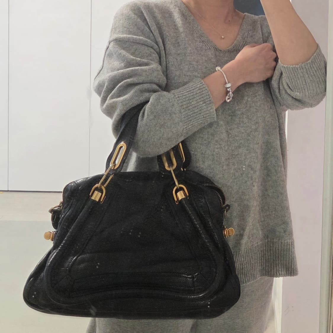 chloe 끌로에 정품 미디움 파라티백 금장 블랙 토트 숄더 상품이미지9