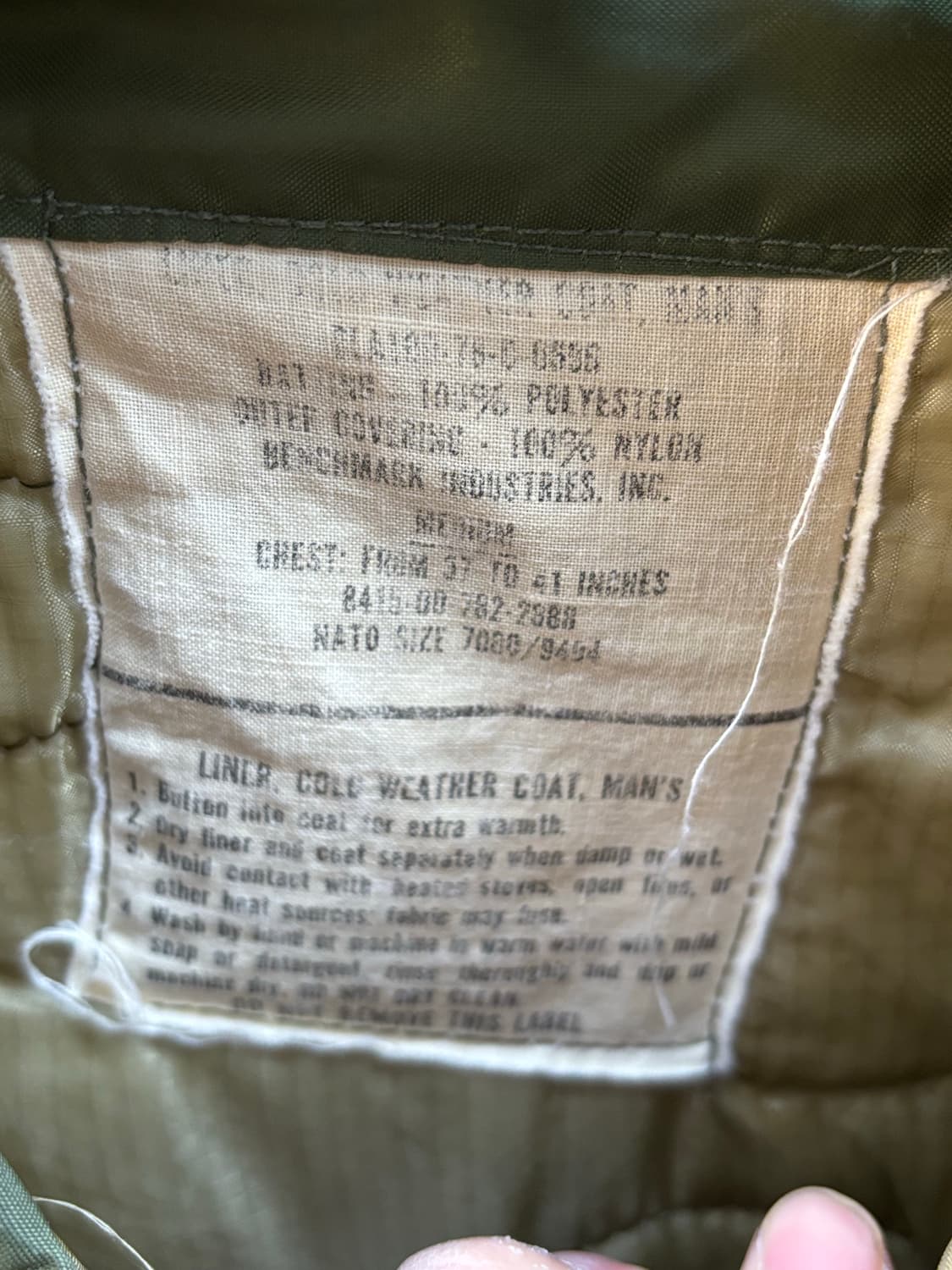 미군 오리지널 m65 라이너 (깔깔이) 상품이미지4