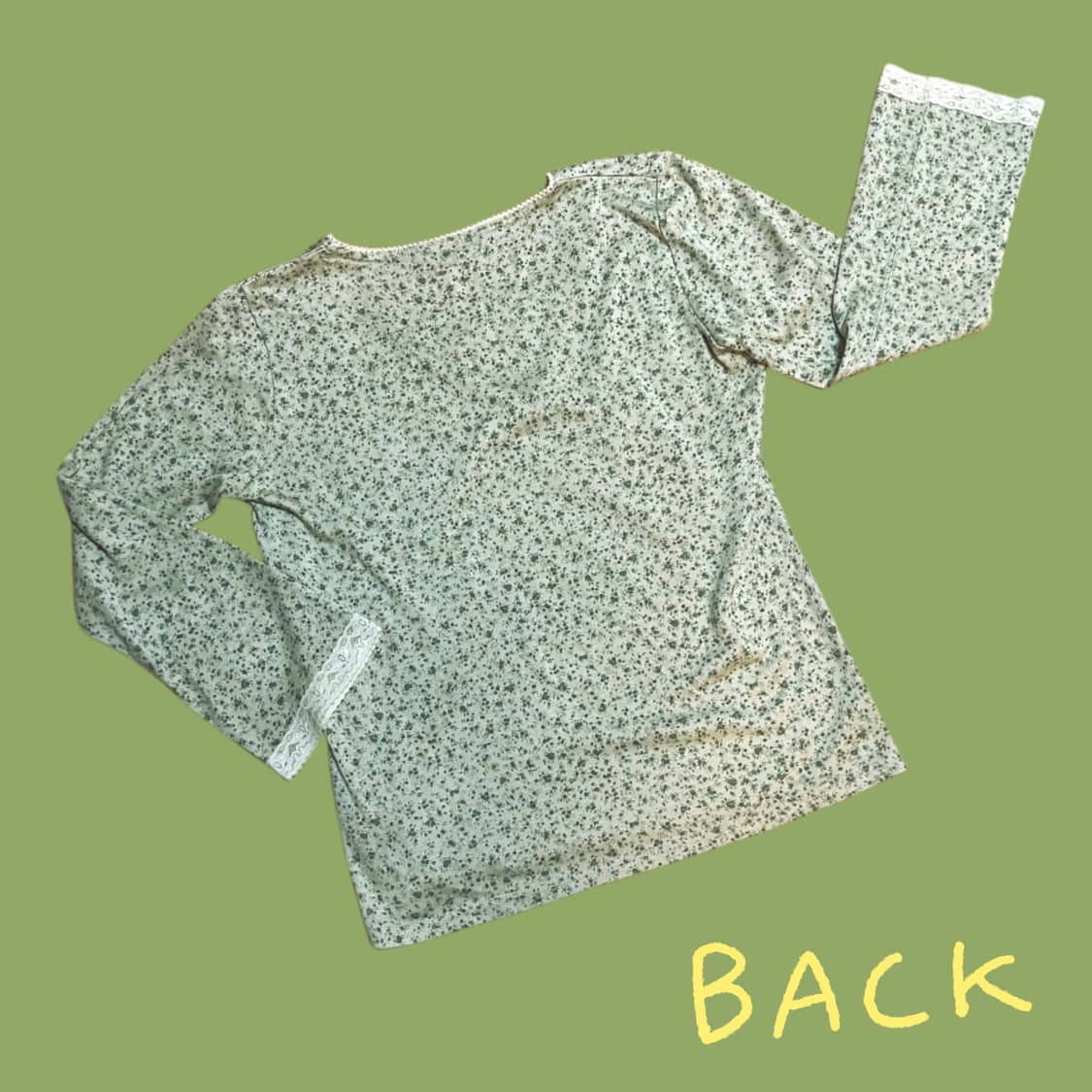 빈티지 그린 플라워 패턴 레이스 블라우스 상품이미지4