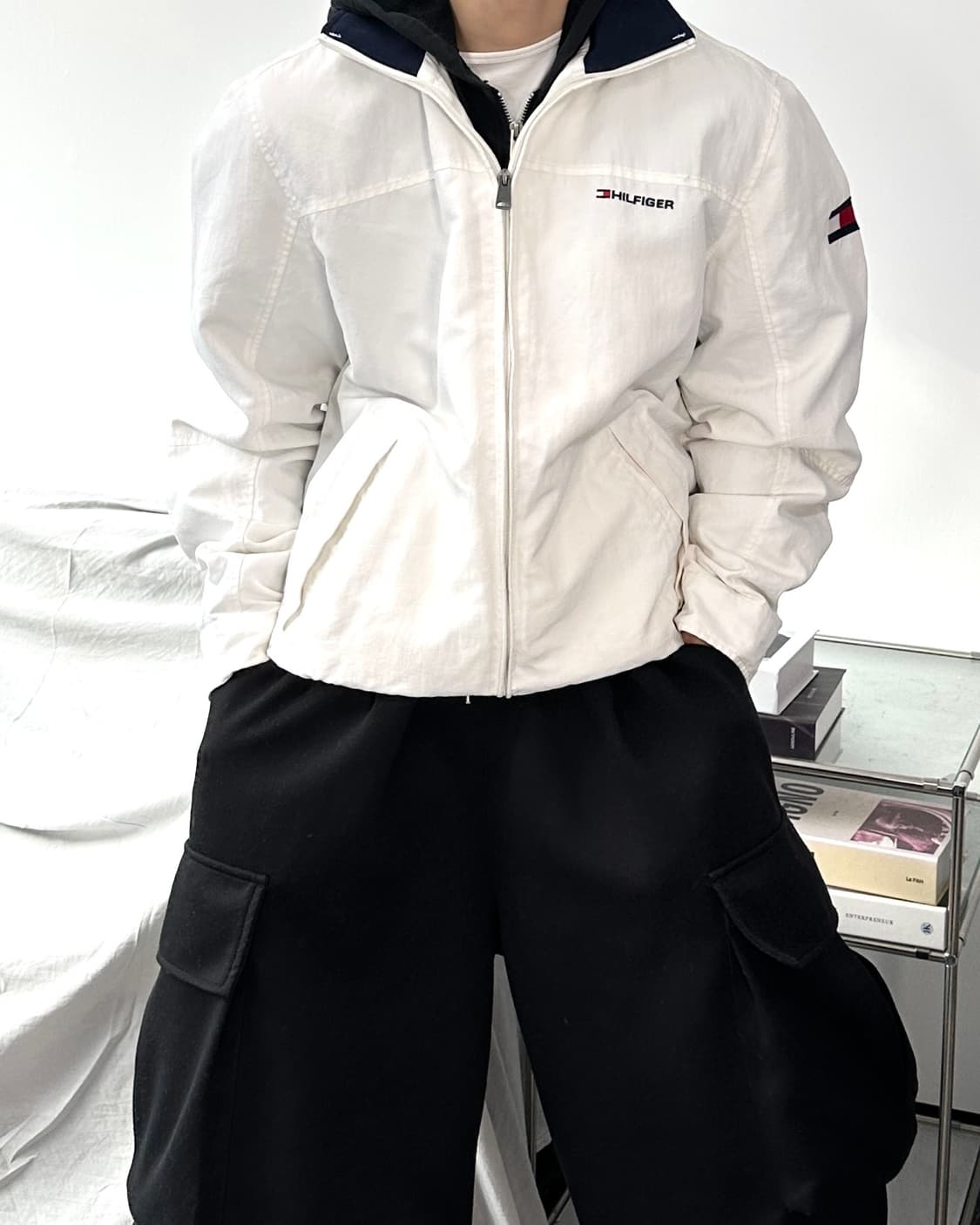 타미 힐피거 화이트 블루종 점퍼 M 상품이미지1
