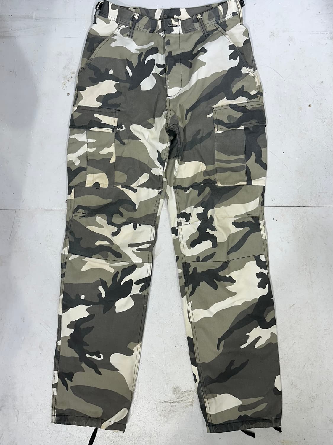 빈티지 카키 밀리터리 카모 와이드 카고 팬츠 군대 바지 상품이미지4
