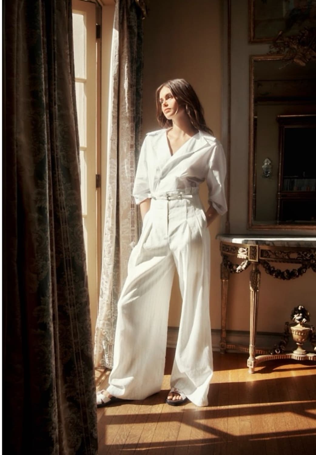 한섬 타임 2023 벨티드 와이드 슬랙스 64-94사이즈 상품이미지1