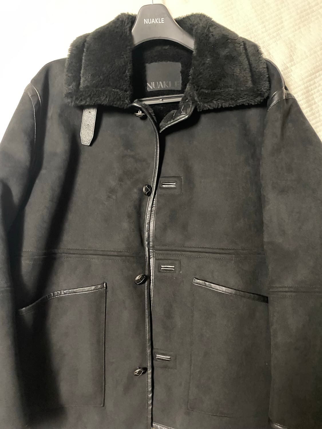 누아클레 NUAKLE m 시어링 스웨이드 무스탕 맨 블랙 002 사이즈 상품이미지2